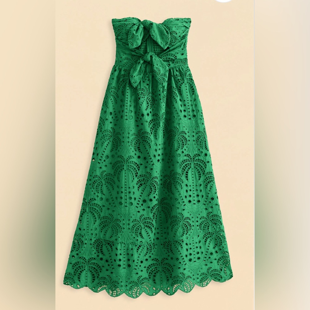 FARM Rio Green Eyelet Midi Dress - Picture 7 of 9